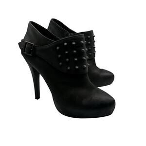 ASH Heels Womens 8.5 Gray Emma Studded Leather Strap Platform Booties Whimsigoth